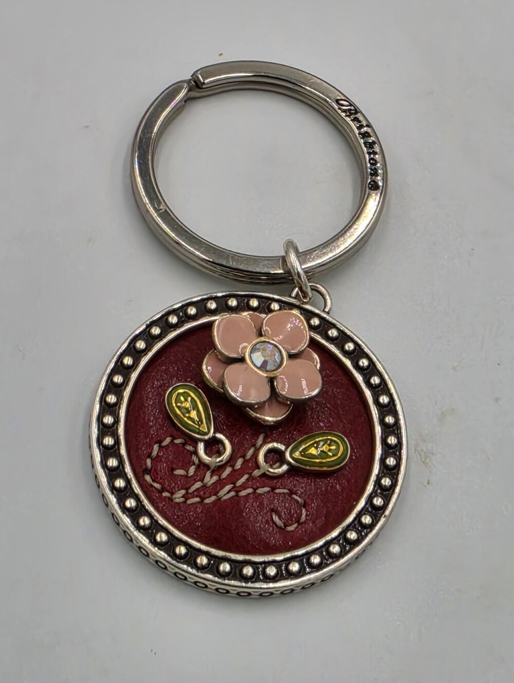 Brighton Opening Night at the Opera Red Leather And Enamel Flower Keychain